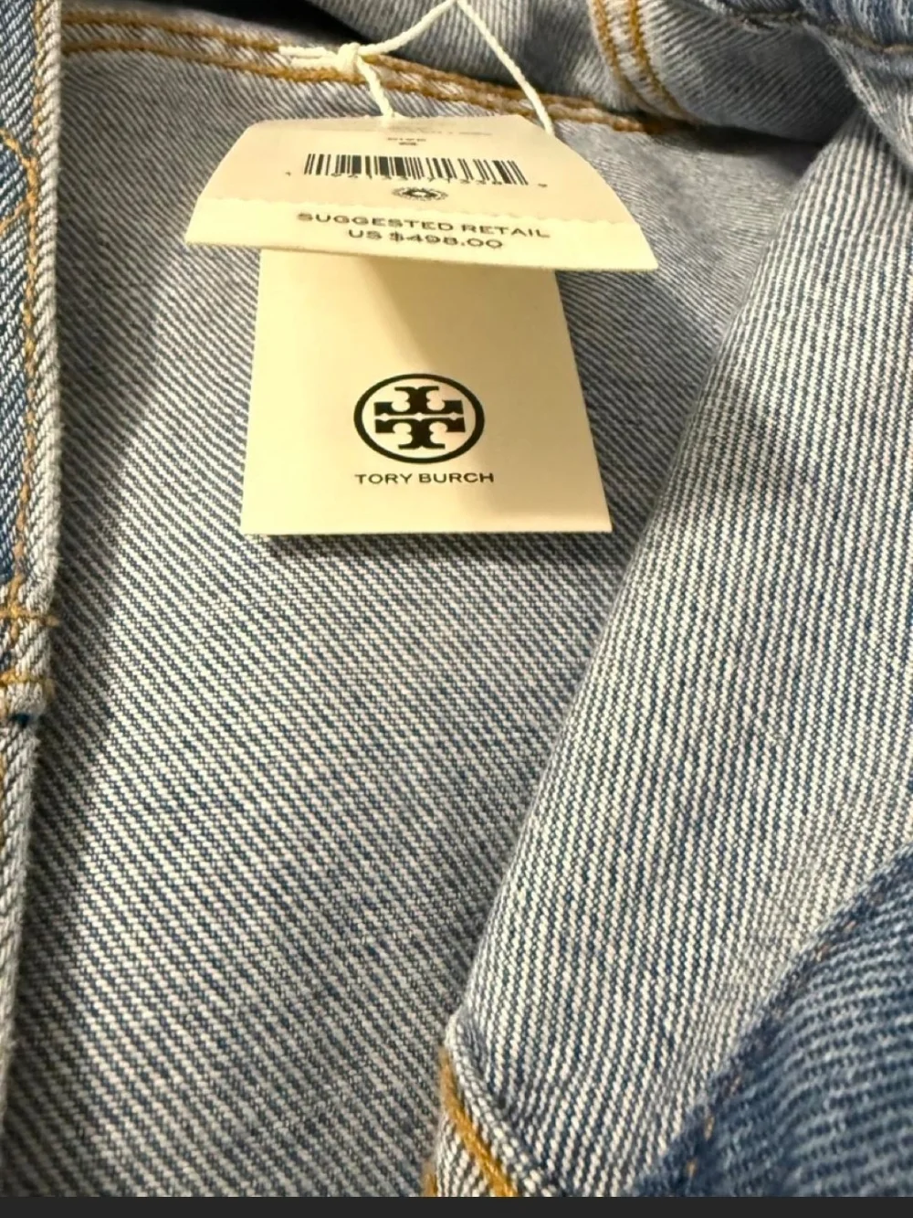 NWT! Tory Burch Light Wash Denim Overalls in Pale Blue with Gold Hardware